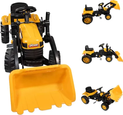 Produktbild von Trettraktor mit Schaufel gelb, Kinder Traktor ab 3 Jahre, Traktor zum draufsitzen