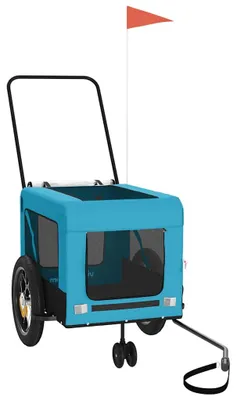 Produktbild von vidaXL Fahrradanhänger Hunde Blau und Schwarz Oxford-Gewebe & Eisen
