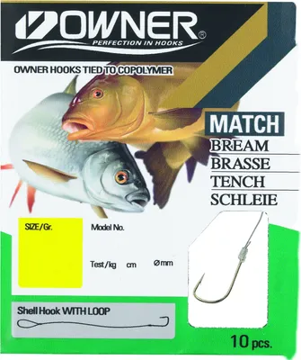 Produktbild von Owner Match/Schleie Silber RL1414 - 11 gebundene Angelhaken, Länge:22cm, Gr./Durchmesser/Tragkraft:Gr. 10 / 0.12mm / 1.5kg