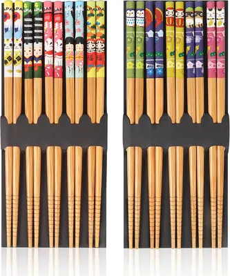 Imagen del producto de Palillos de bambú, 10 pares, 23 cm, reutilizables, para sushi y platos asiáticos