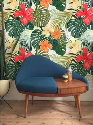 Produktbild von Coloray Fototapete 416x254 cm An Einer Wand Latex Latextapete - Hawaiianische Vibes.
