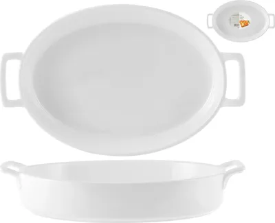 Ovale Porzellanschale mit Henkeln, 32,5x22 cm, weiß
