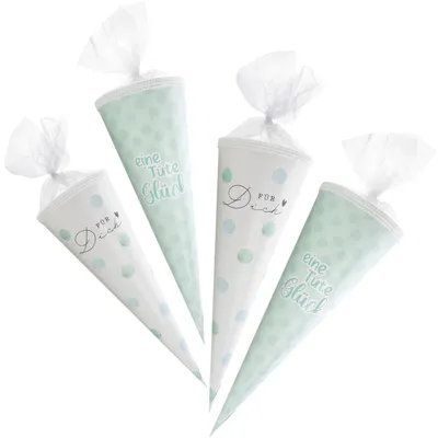 Produktbild von com-four® 4x Schultüte 30cm - Geschwisterschultüten aus Pappe - Zuckertüte