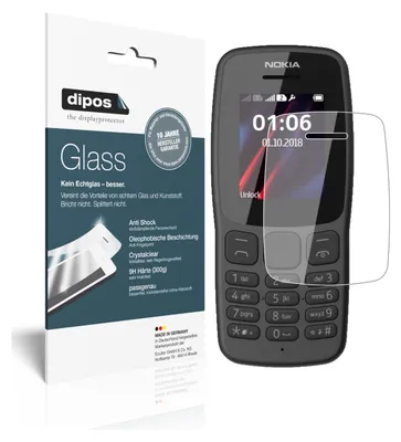 Produktbild von 2x Schutzfolie für Nokia 106 (2018) - Anti-Shock 9H Folie dipos Glass