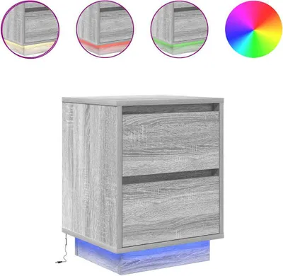 Obrázok produktu pre Nočné skrinky s LED osvetlením 2 ks Sivá Sonoma 38x34x50 cm