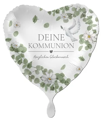 Produktbild von 18"/Ø43cm Herz Folienballon  "Deine Kommunion"