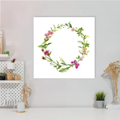 Produktbild von Design Stahlmagnettafel Quadratisch 50x50cm Aquarell Blumenring