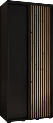 Produktbild von MEBLE KRYSPOL Lanko 1 Schrank mit 2 Schiebetüren  - 235,2x120x45 cm - Schwarz Schwarz Artisan