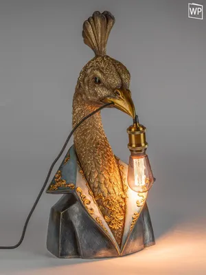 Produktbild von dekorative Tischlampe goldener Pfau im Frack H. 58cm antikgold Formano