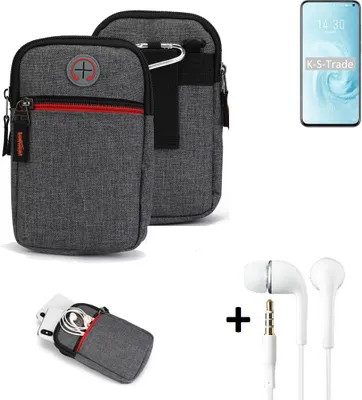 Produktbild von K-S-Trade Gürteltaasche + Kopfhörer kompatibel mit Meizu 17 Handy Tasche Holster Schutz Hülle Handy Hülle grau Zusatzfächer 1x
