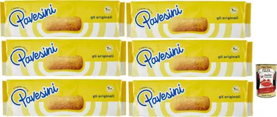 Produktbild von Pavesi Pavesini Classici, Biscotto Leggero per Colazione o Merenda, Leichter Keks zum Frühstück oder Snack, biscuits cookies, 6x 200 g + Italian Gourmet polpa 400g