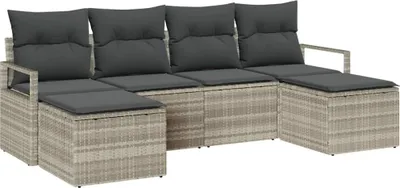 Image de Ensemble de Canapés 6 pcs Gris clair polyrotin