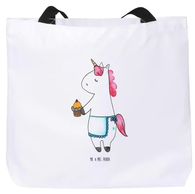 Produktbild von Mr. & Mrs. Panda Tote Bag Einhorn Muffin - Weiß - Geschenk, Liebesgrüße, Büchertasche, Laptoptasche, Unicorn, Schultasche, Geburtstag, Tasche, Strandtasche, Backen