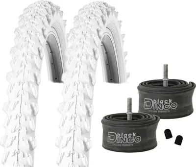 Produktbild von 1 Paar (2 Stück) Kenda Reifen SET 26" (50-559) MTB weiß K-829 inklusive 2 Black Dingo Schläuche mit Autoventil