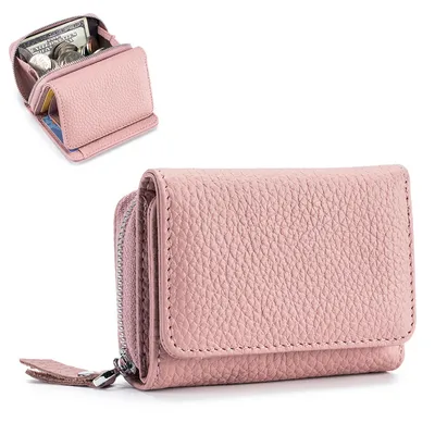 Produktbild von OKWISH Geldbörse, Leder Geldbörse Damen , mit RFID Schutz, Gross Geldbeutel Damen , Groß Viele Fächer, Lang Portemonnaie Frauen,Rosa