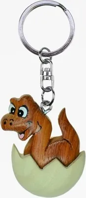 Produktbild von Schlüsselanhänger aus Holz - Dinosaurier-Ei
