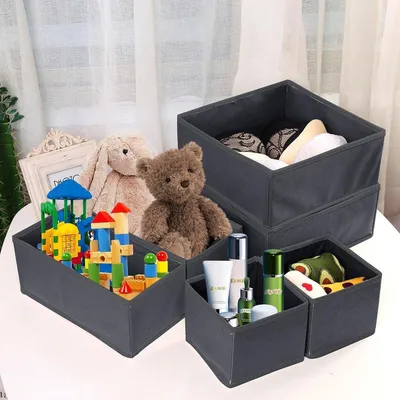 10 Stück - Aufbewahrungssystem für Schubladen - Kleiderschrank Organizer - Vliesstoff - Unterwäsche Krawatten Socken - grau