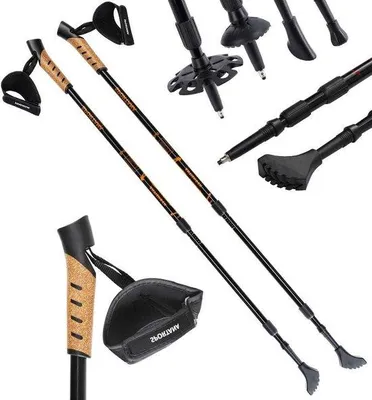 Productafbeelding van Famanu Nordic Walking stokken, telescopisch - 5 bevestigingspunten - met schokabsorber - 1 paar, oranje