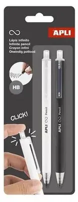 Obrázok produktu pre Nekonečná ceruzka, HB, mechanická, APLI "Infinite Click", biela a čierna