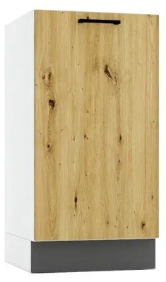 Produktbild von Küchenunterschrank 40 cm - Artisan Eiche und Aschegrau - Universelle Frontmontage - ohne Arbeitsplatte - Soft-Close-Mechanismus