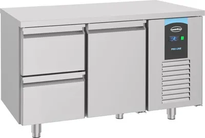 Image de Comptoir réfrigéré Combisteel avec 1 porte et 2 tiroirs en acier inoxydable 1400 x 700 x 850 mm