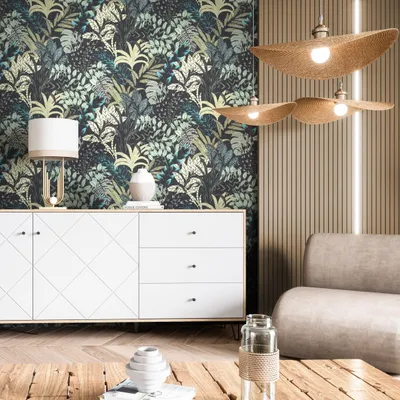 Produktbild von NEWROOM Tapete Tisa Schwarz Vliestapete - Floral Dschungel Blumen  Germany