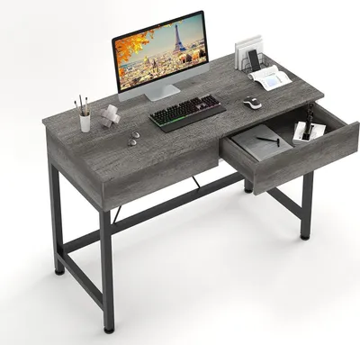 Image de Bureau avec 2 tiroirs en bois Chêne gris 100x50x73cm