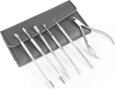 Produktbild von INF 6-teiliges Nagelknipser Set aus Edelstahl - Silbernes Maniküre-Pediküre-Set mit schwarzem Lederetui