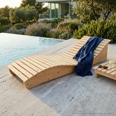 Produktbild von Holzliege Wellenliege Waldsofa Relaxliege Gartenliege "Relax-Gertl" (Fichte) 1-teilig Liegebreite 70cm Himmelsliege