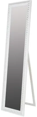 Produktbild von Casa Padrino Barock Standspiegel Weiss mit wunderschönem antik-weißem Kordelrahmen H. 180 cm - Handgefertigt