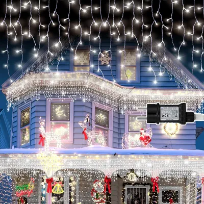 Image de Guirlande lumineuse LED Peviasot, 600 LED, 15 mètres, lumière blanche froide, 8 effets lumineux avec fonction de mémoire, idéale pour la décoration de Noël, les fenêtres et les fêtes