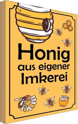 Produktbild von vianmo Holzschild 40x30 cm Honig aus eigener Imkerei Hofladen Marktstand Laden