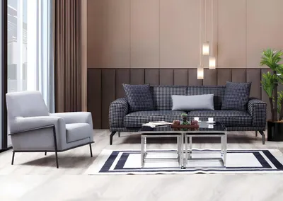 Produktbild von Polstersofa Komplette Couchgarnitur Sofagarnitur Grau Sitzer Stoffsofa
