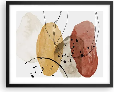 Produktbild von Gerahmtes Poster - Schwarzer Rahmen - Aquarell Abstraktion Formen - 50x40 cm - Wand Bild - Wanddeko - Wandbilder - Kunstposter - Wandposter - Bilderrahmen - Bilder - Kunstdruck - P2BAA50x40-4658
