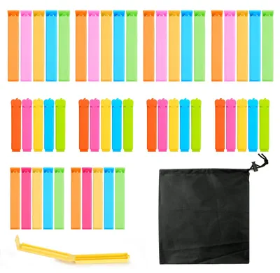 Lebensmittel-Verschlussclips, 50 St., 7/9/11 cm, Kunststoff, bunt
