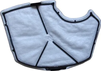 A white vacuum cleaner filter with a black frame, isolated on a white background.
