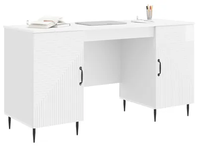 Produktbild von vidaXL Schreibtisch Hochglanz Weiß 142,5 x 50 x 75 cm Holzwerkstoff