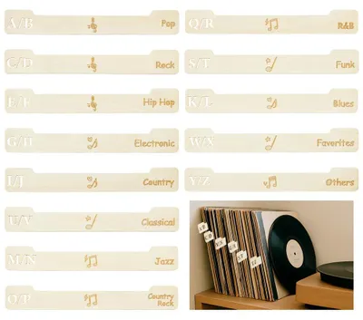Image de Organisateur alphabétique en bois pour DVD et CD, comprenant 13 compartiments, idéal pour ranger des albums de médias