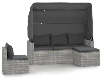 Obrázok produktu pre vidaXL 4-dielna záhradná sedacia súprava s vankúšmi Grey Poly Rattan