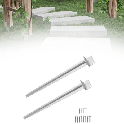 Produktbild von XINZI Bodenhülse Einschlaghülse für Holzpfosten 60 x 700 mm Pfostenträger verzinkt, L-Form, Einschlagbodenhülse für Gartenprojekte, Silber (2 Stück)
