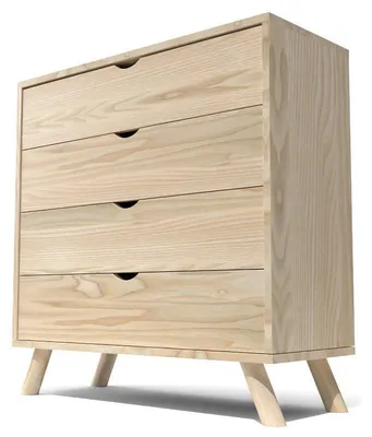Produktbild von Skandinavische Kommode Viking mit 4 Schubladen aus Massivholz - Naturlack