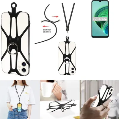 Produktbild von K-S-Trade 3in1 Handykette Handyband Handykordel Halsband Smartphone-Ring Handy-Ring kompatibel mit Xiaomi Redmi 10 5G Fingerhalterung Handyring