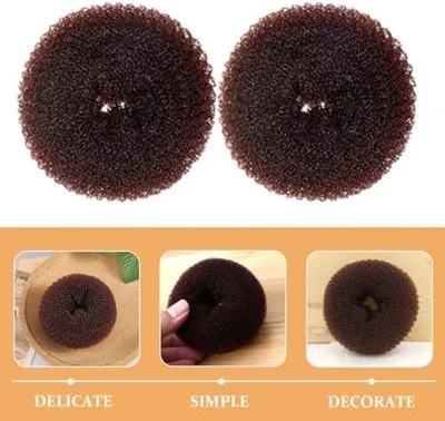 Produktbild von 2 Haarknoten-Donuts aus formbeständigem Nylon für Mädchen – Haaraccessoires für einfache Duttfrisuren bei Hochzeiten und Partys