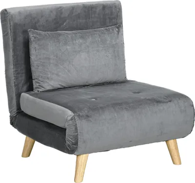 Image de Fauteuil-lit HOMCOM, fauteuil pliant avec fonction lit, canapé-lit avec coussins, gris