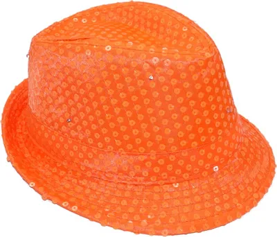Produktbild von Oranger Pailletten Hut (mit LED Blinklicht)