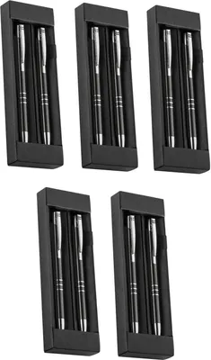 Produktbild von 5x Metall Schreibset / Kugelschreiber + Druckbleistift / Farbe: schwarz