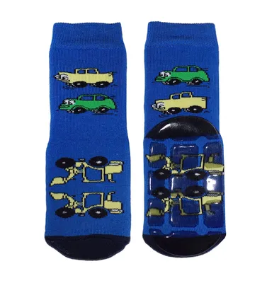 Produktbild von Kinder ABS-Socken aus Baumwolle Große Autos Royalblau Größe 23-26