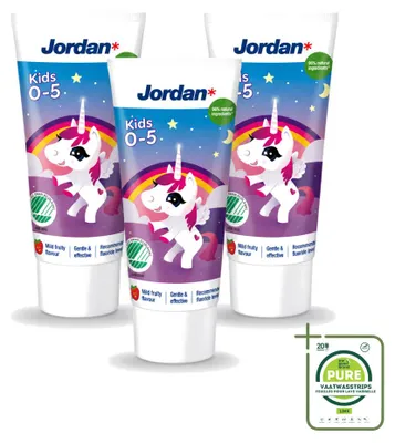 Produktbild von 3 x Jordan Kids Kindertandpasta 0-5 jaar - Milde Fruitaroma - 50 ml - Großpackung - 3 Stücke