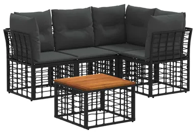 Produktbild von vidaXL Outdoor-Sofagarnitur 5 pcs Schwarz und Dunkelgrau Polyester