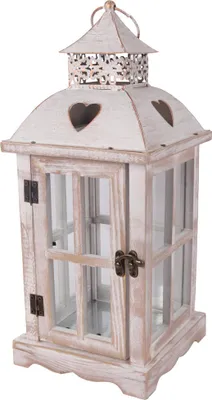 Produktbild von Deko Laterne Holz 38 x 17 cm weiß